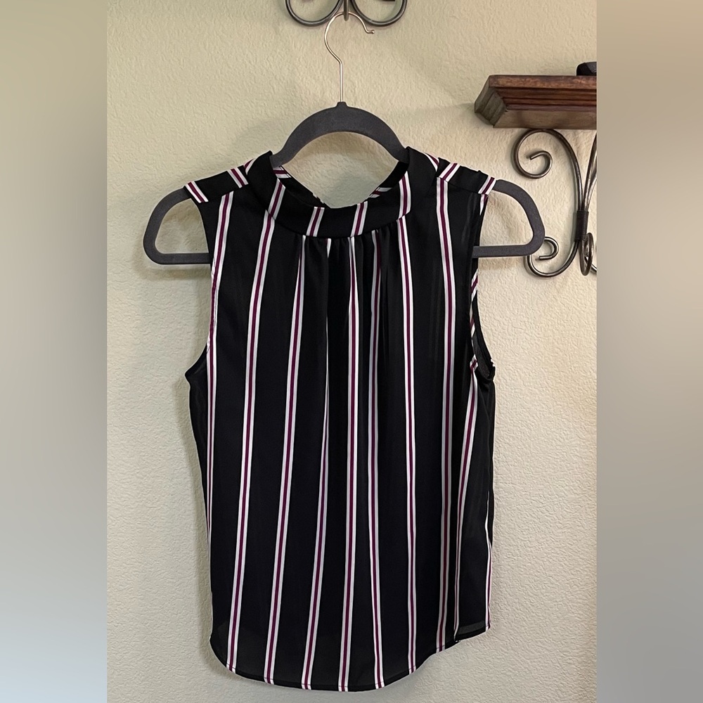 Who What Wear Black Sleeveless Career Blouse